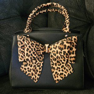 Black & Leopard Park Bowtie Satchel NWT